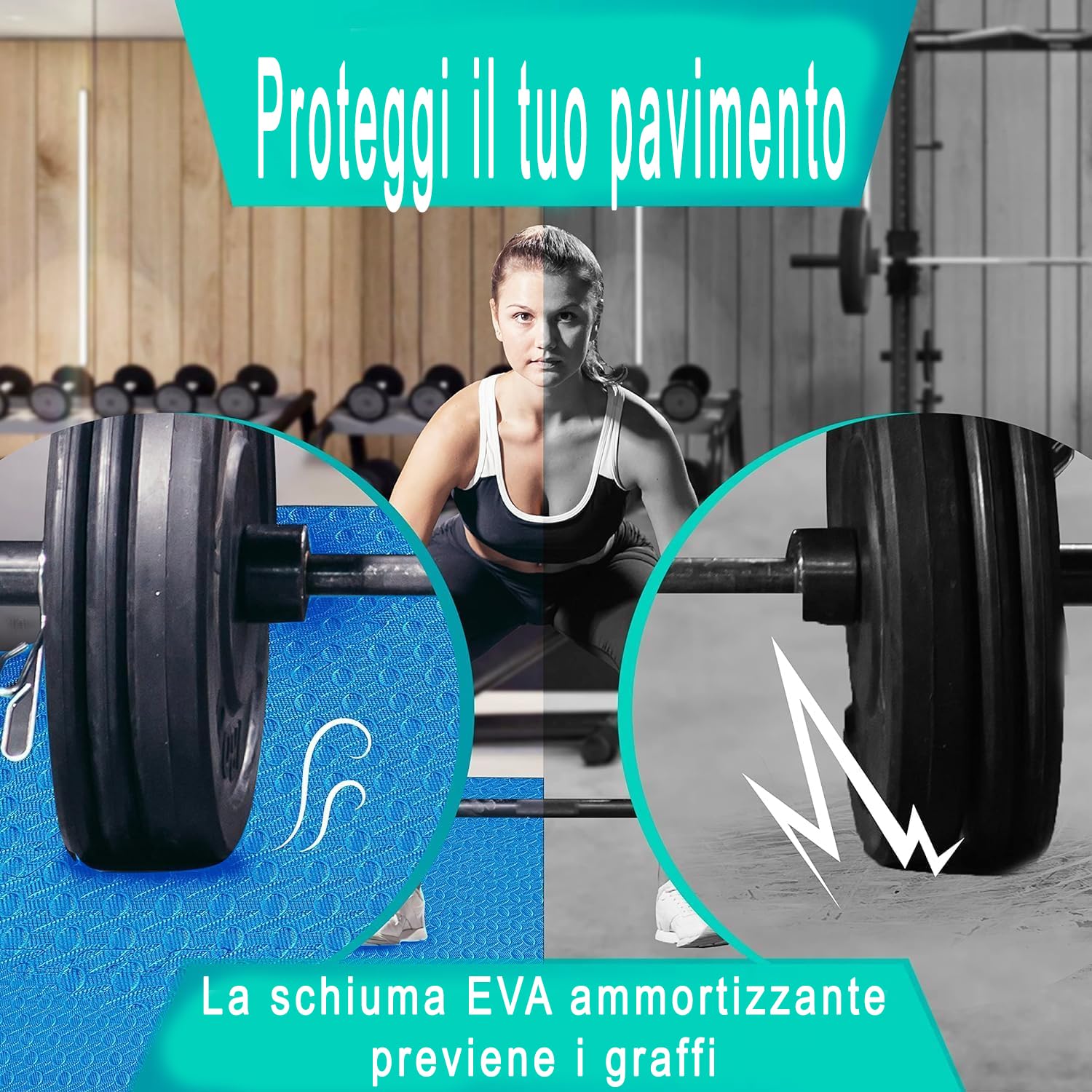 Tappeto per esercizi puzzle extra spesso 2.5cm piastrelle ad incastro pavimenti protettivi l'allenamento attrezzature palestra Set 6pcs 60x60cm tatami profesional gimnasia artes marciales