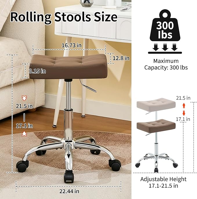 Silla De Oficina Sin Apoyabrazos Giratoria Ajustable Marrón miniatura 2