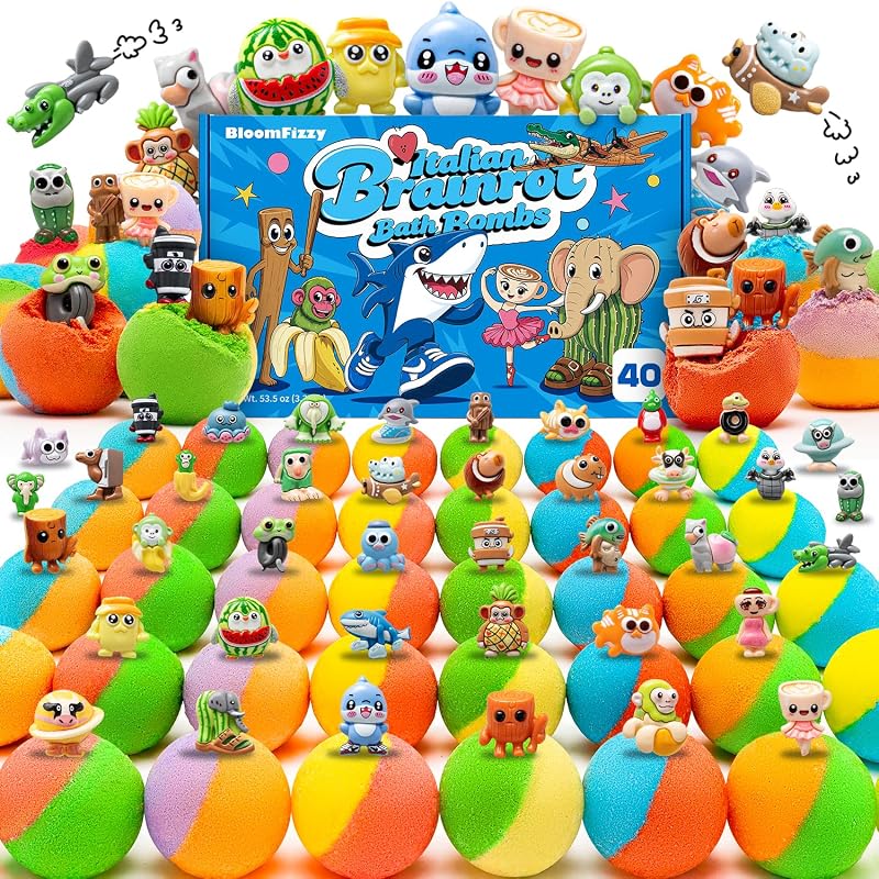 BloomFizzy Bombas de banho com brinquedos surpresa Italian Brainrot, Pacote com 40