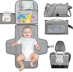 Trocador Portatil Bebe (mais comprido) para meninas e meninos recém-nascidos, Trocador de fralda com bolso para lenços umedecidos