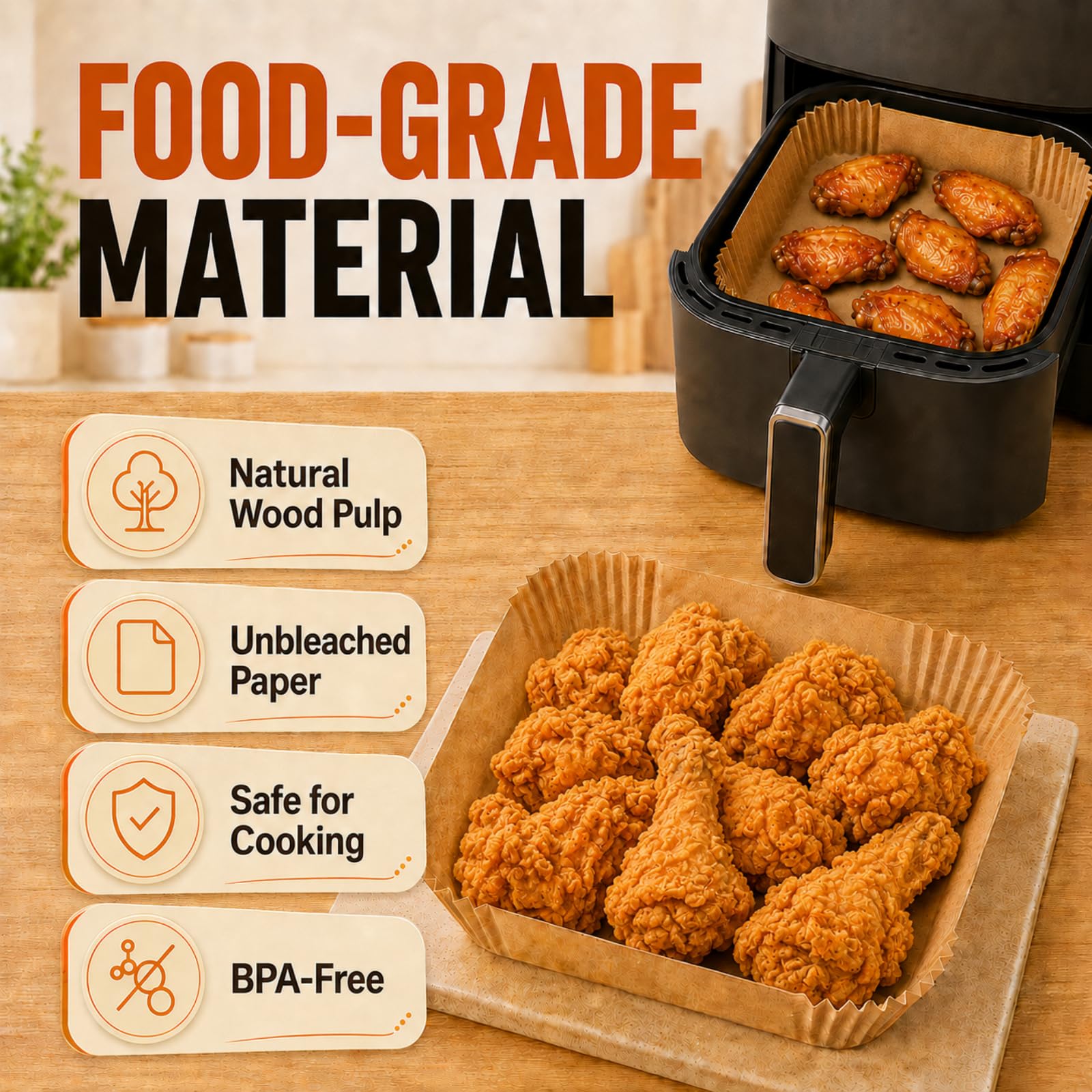 SIUDANGKA Air Fryer Liners - Non-Stick & Easy Cleanup -6