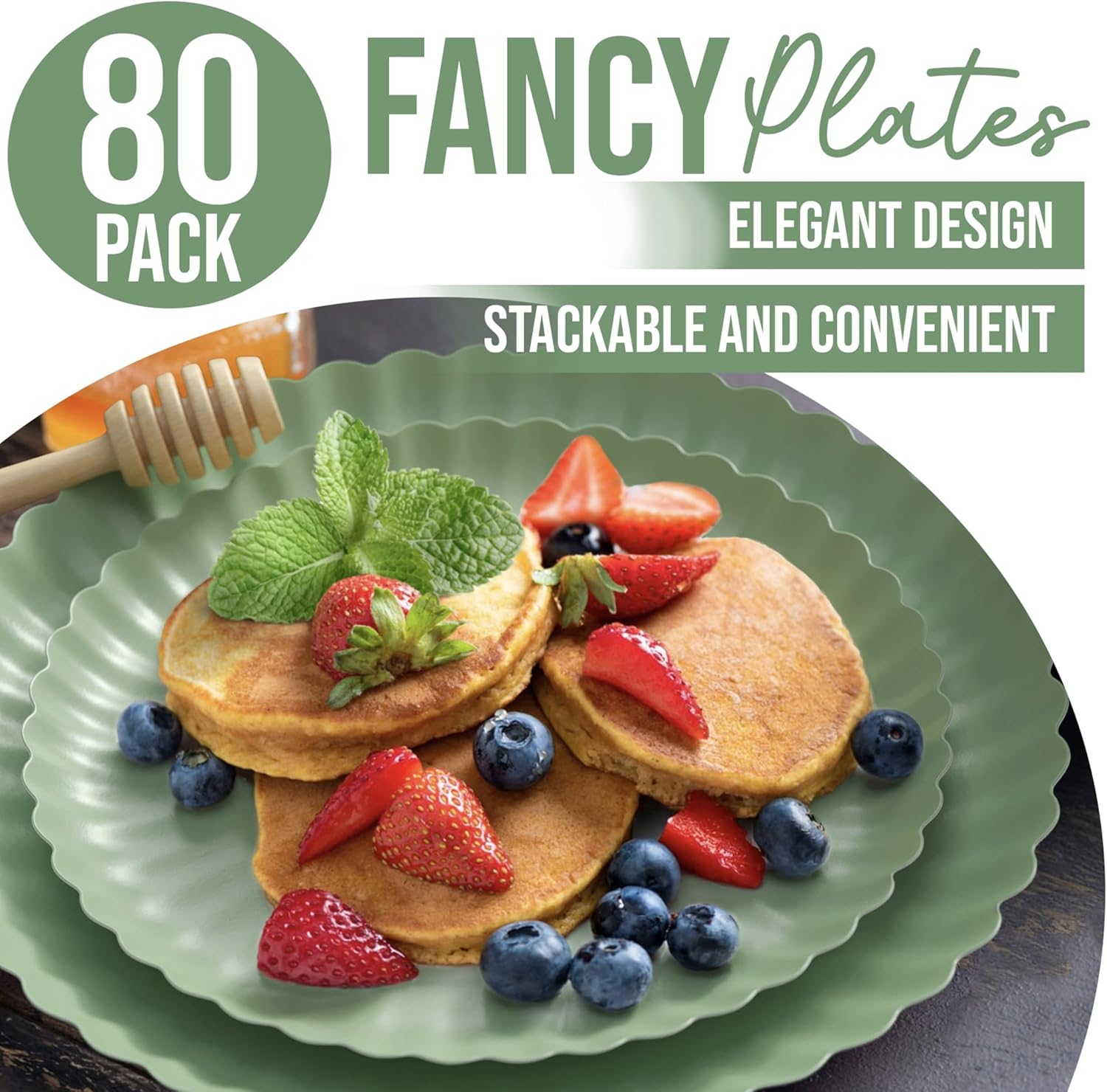 Trendables Floral Paper Plates 8.5 Inch & 10.5 Inch 80 Pcs Dinner Plate Set Fancy Disposable Plates for Party for 40 Guests 40 X 8 & 40 X 10 Large & Small Paper Plate Set for Parties Matcha