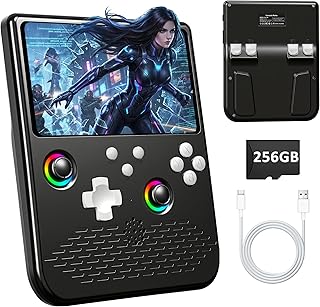 H5 Retro Handheld Spielkonsole, 256 G über 40.000 Spiele, 5-Zoll-IPS Retro Konsole, Linux-System, 4000-mAh-Akku, Unterstützt 34 Emulatoren,Tragbare Mini-Arcade(Schwarz)