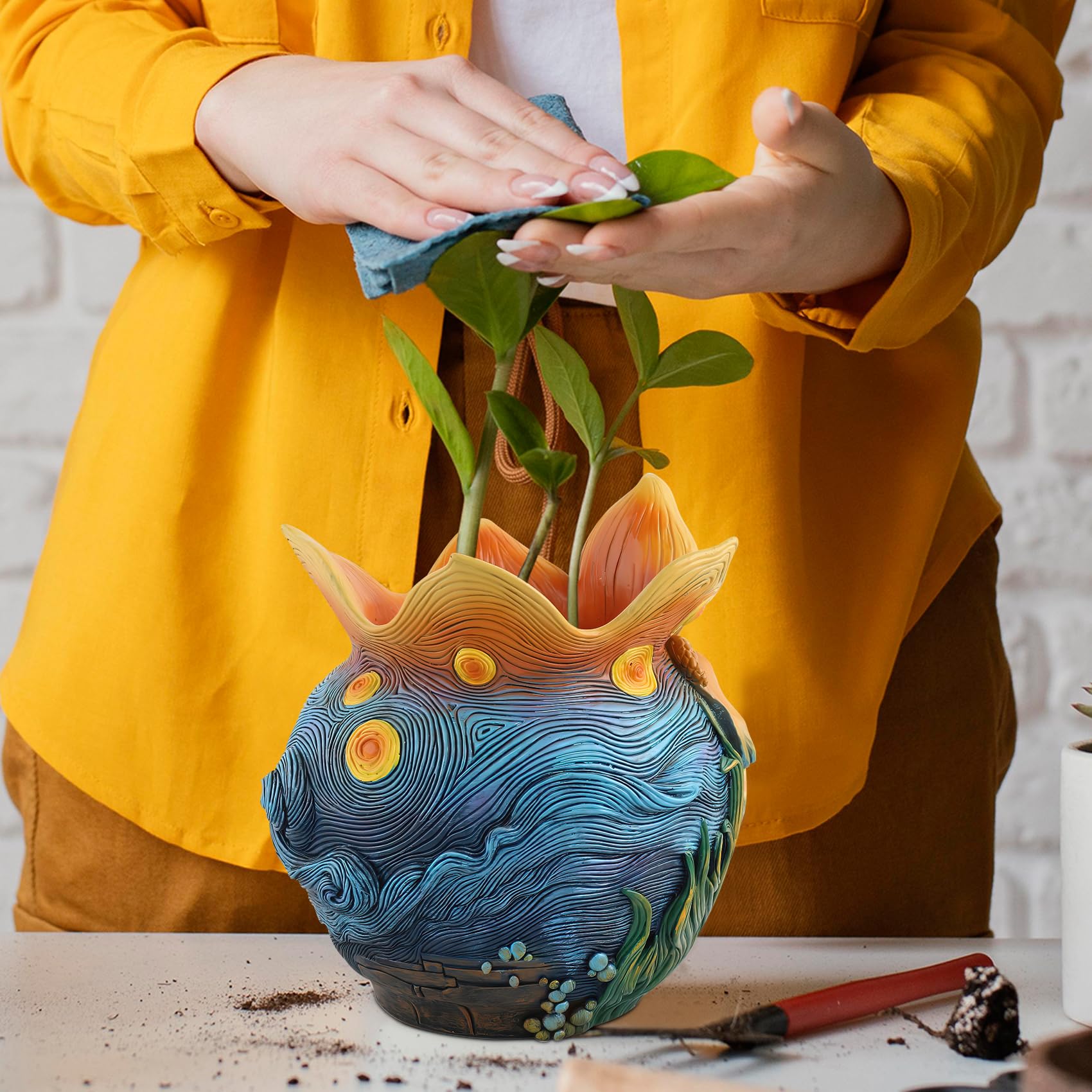 Vaso per piante Notte stellata, 17,3 cm | Fioriera decorativa per piante da interno con foro di drenaggio, divertente fioriera messicana
