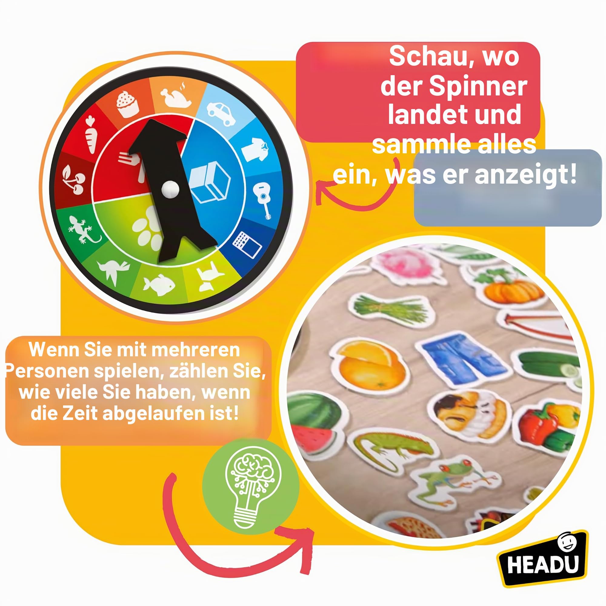 Headu Beobachtungsspiel – Trainieren Sie Ihre Reflexe, Konzentration und logisches Denken, indem Sie so schnell wie möglich die richtigen Objekte Finden | Lernspiele & Puzzles | Alter 5-12 Jahre