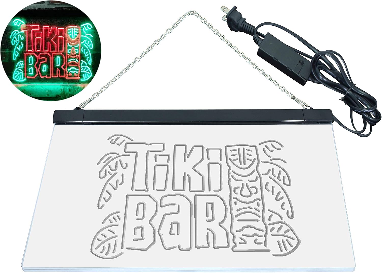 ADVPRO Tiki Bar Mask Beer Pub Club Wine Dual Color LED Neon Sign Green & Red 16" x 12" st6s43-i3139-gr