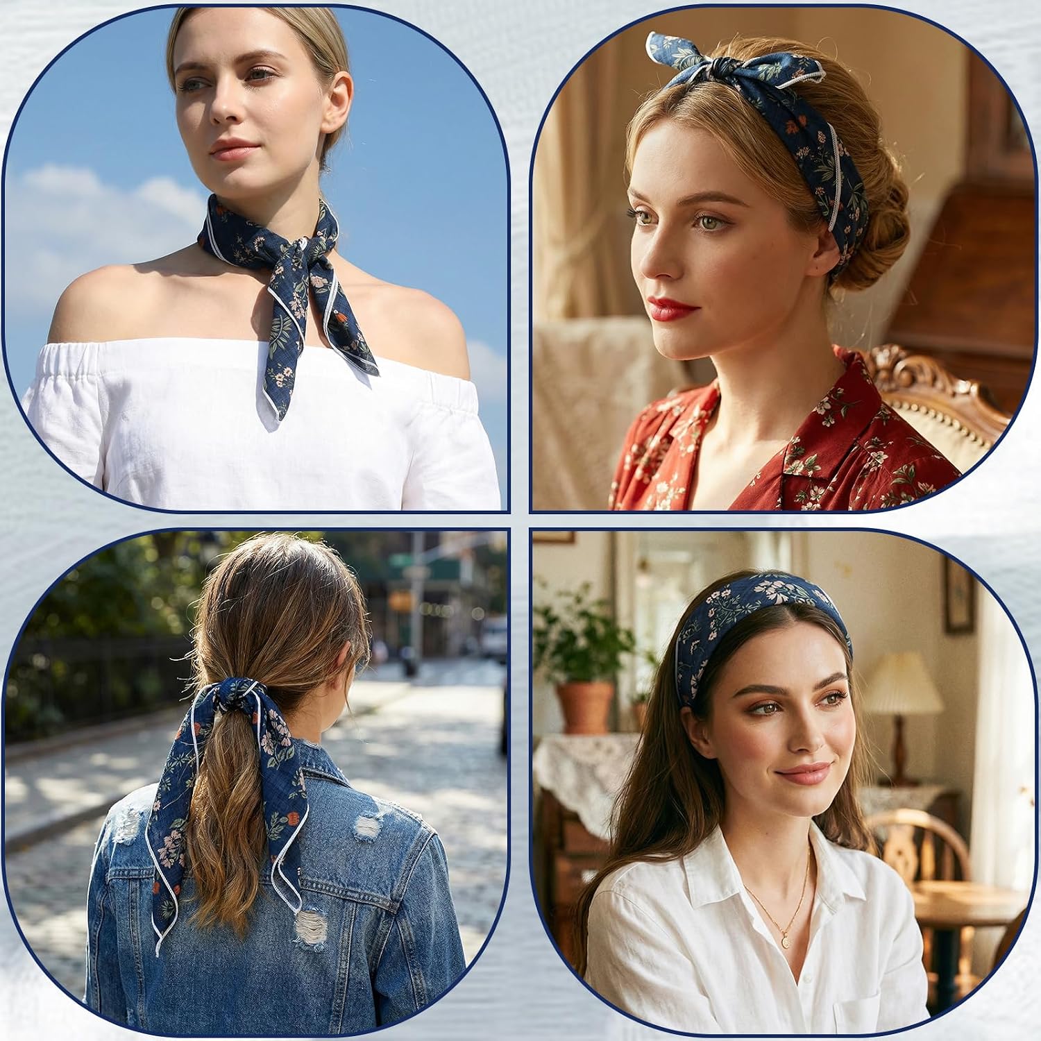 Ymapinc Green Floral Bandana for Women | Square Cotton Head Scarf, Hair Headband Wrap, Graduation Christmas Gift for Mom