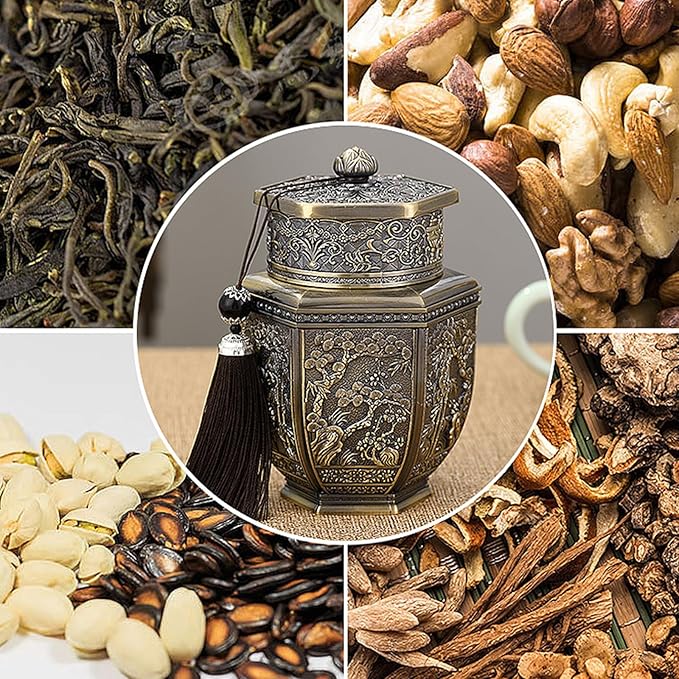 Lata de metal retro para café, té y sal con tapa hermética miniatura 9