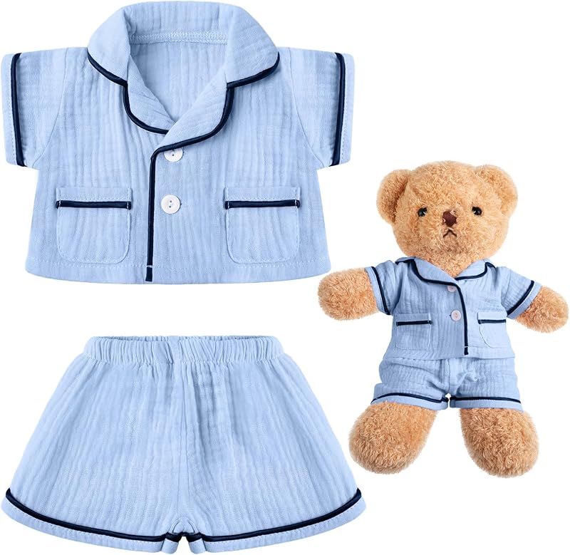 Bear Pajamas Clothes for Make Your Own Animals, 14-18 Inch,Blue | Plushy Bear Pajamas Outfits Fits Most Bears Accessories Stuffed Clothing Cute Plush Doll Clothes Girl Gift DIY Dress up