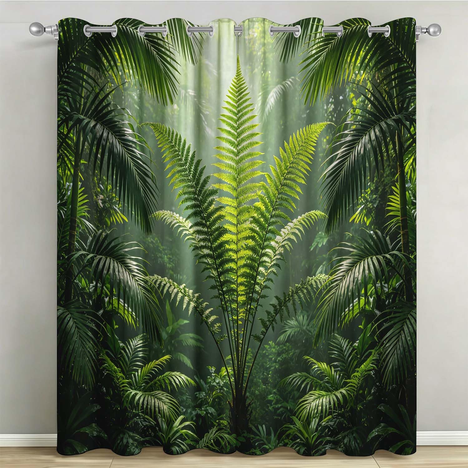 Blickdichte Vorhänge mit Ösen 2er Set 140x205 cm Urwaldansicht