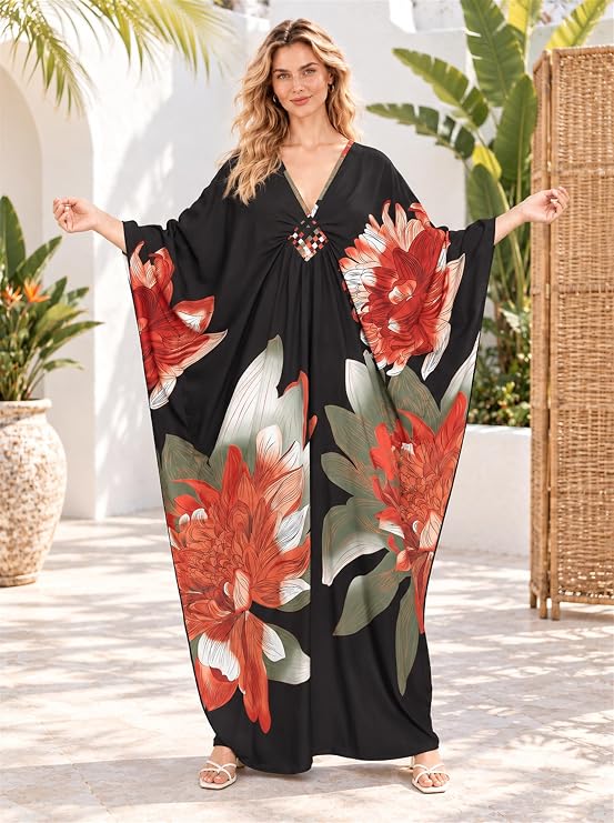 Kaftan Dresses for Women, Plus Size Caftan, V-Neck Batwing Dress