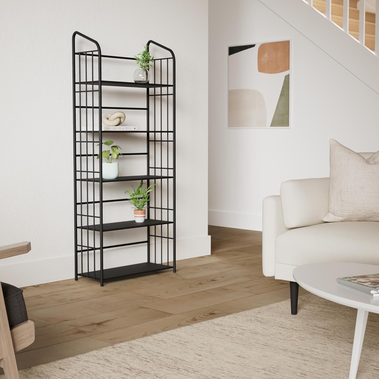 Black Metal Outdoor Patio Plant Stand 5 Tier Shelf Unit