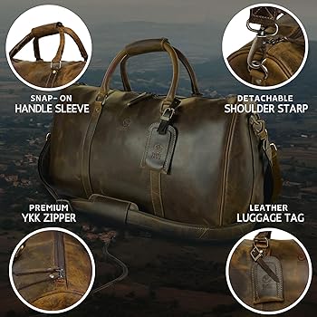Sac de sport en cuir véritable pour homme - 50,8 cm