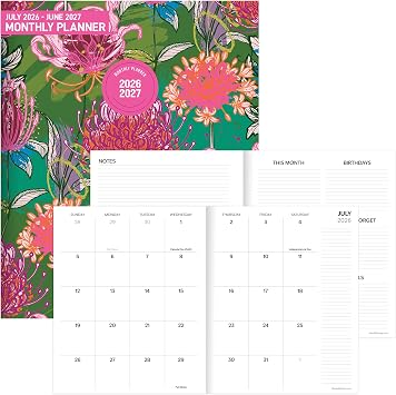 TF Publishing July 2026 - June 2027 Fully Floral Medium Monthly Planner | 6.5 in x 8 in, 12 Month Academic Planner 2026-2027 with 2-Page Spreads, Monthly Calendar Grids, and Planning Prompts