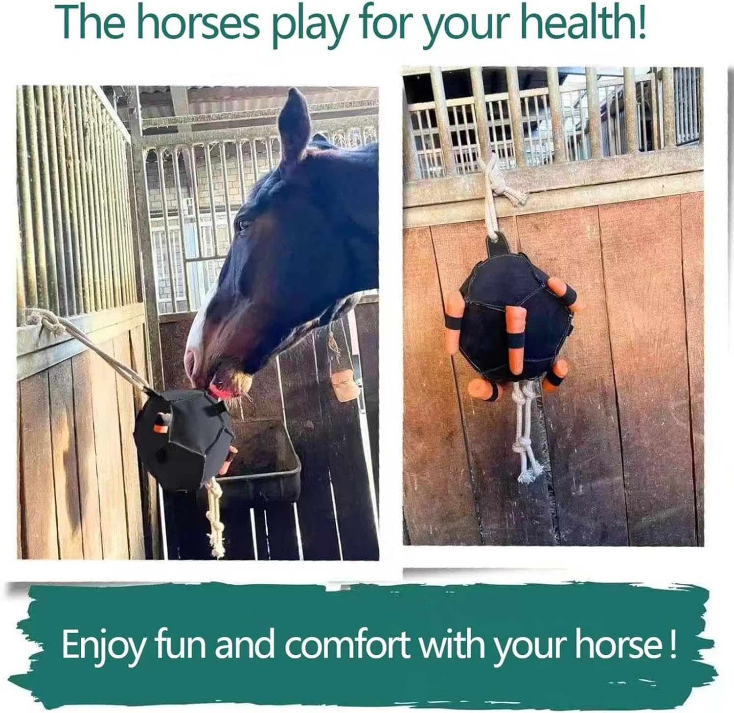 Horse Carrot Feeder Ball – Stress-Relief Boredom-Busting Chew Toy, Interactive Treat Dispensing Ball for Horses, Cattle & Sheep, Hanging Horse Stall Toys 18.5x6.3 (2pcs)