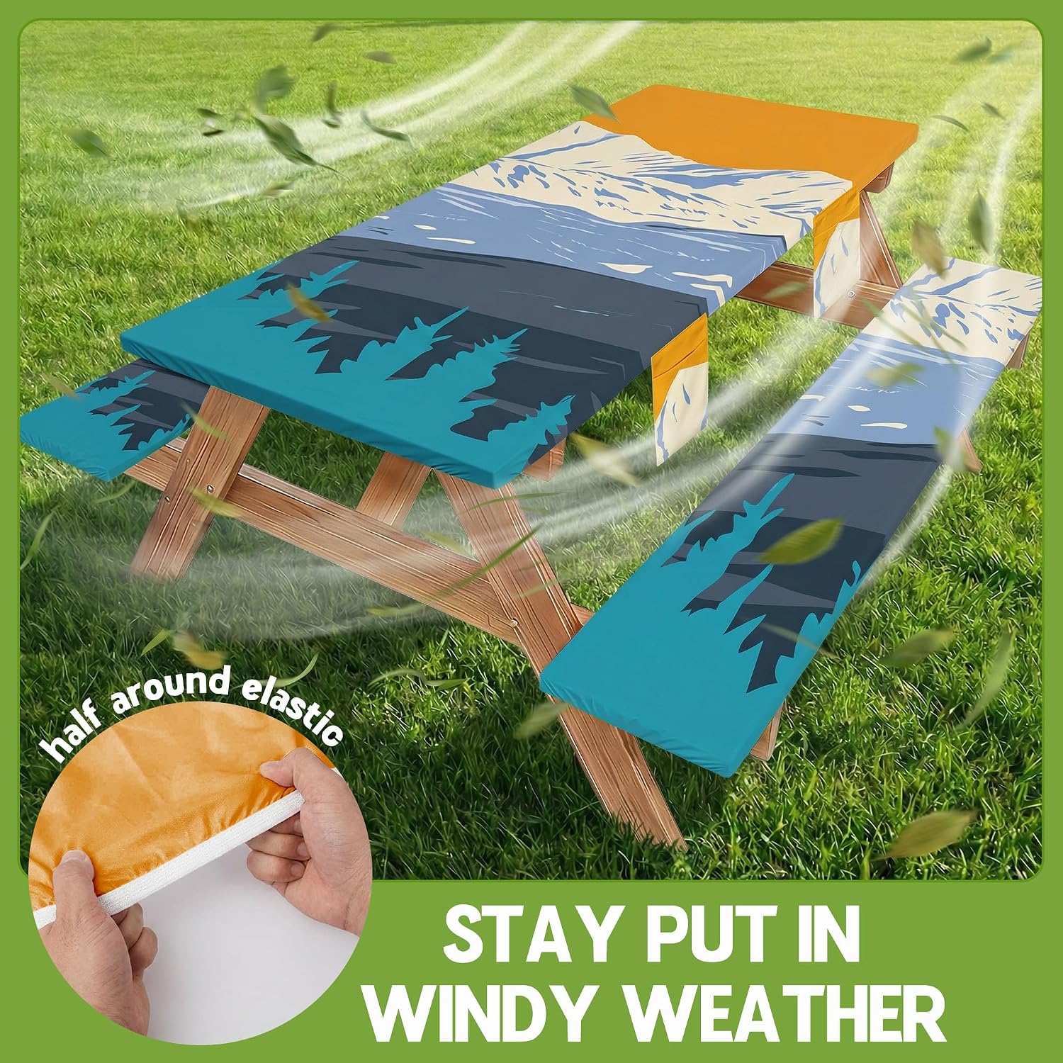 Picnic Table Cover with Bench Covers Elastic Table Cloth Cool Fun Unique Ideas Birthday Party Christmas Xmas Father Valentine's Day Camping Gift for Camper RV Owner Camping Lovers Couple Men Adult Dad image 3