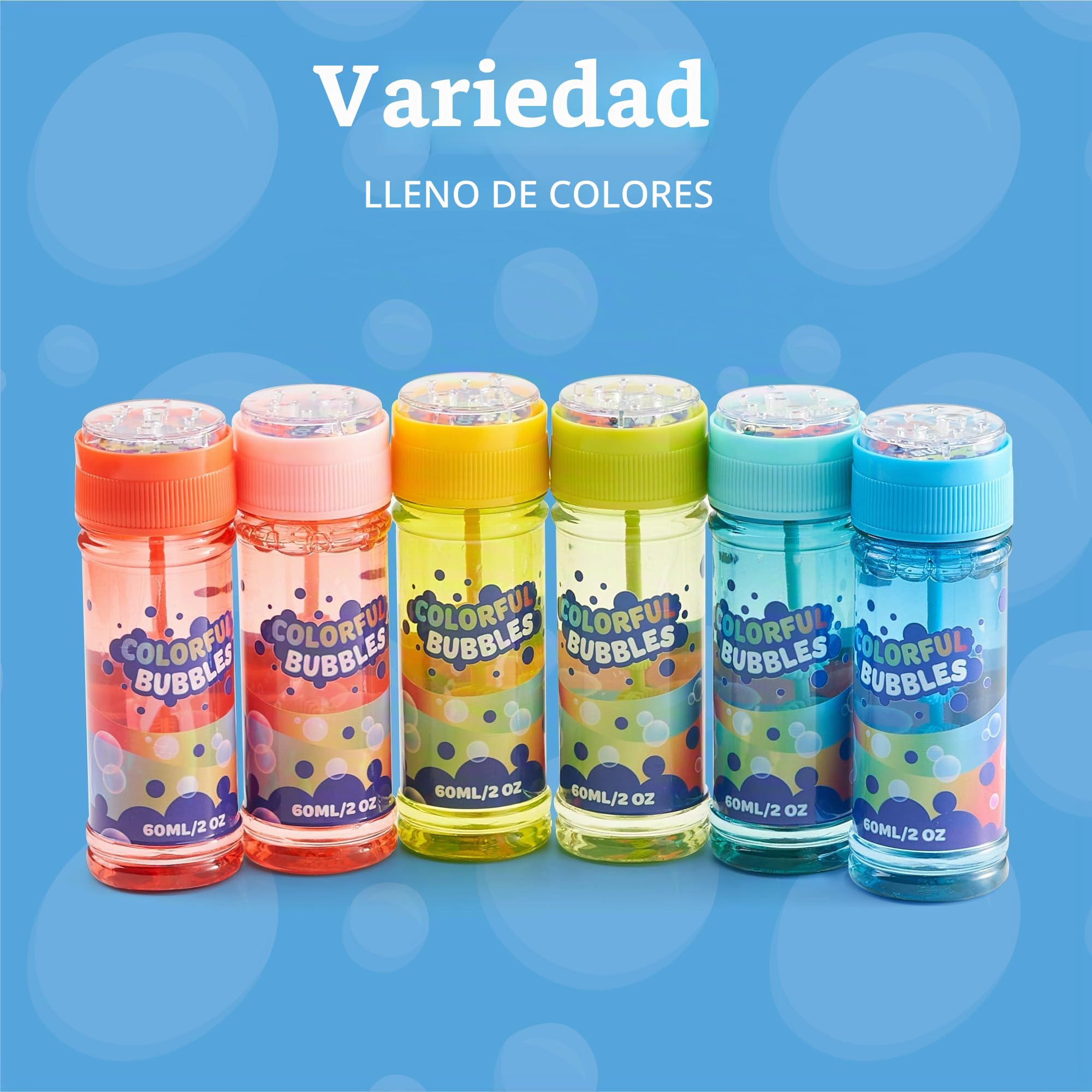 JOYIN 12 Botellas de Burbujas (60 ML de Solución de Burbujas) Diseño Arcoíris Colorido para Fiestas Infantiles, Colores Surtidos, Juguetes de Verano para Pequeños, Regalo para Niños, Cumpleaños