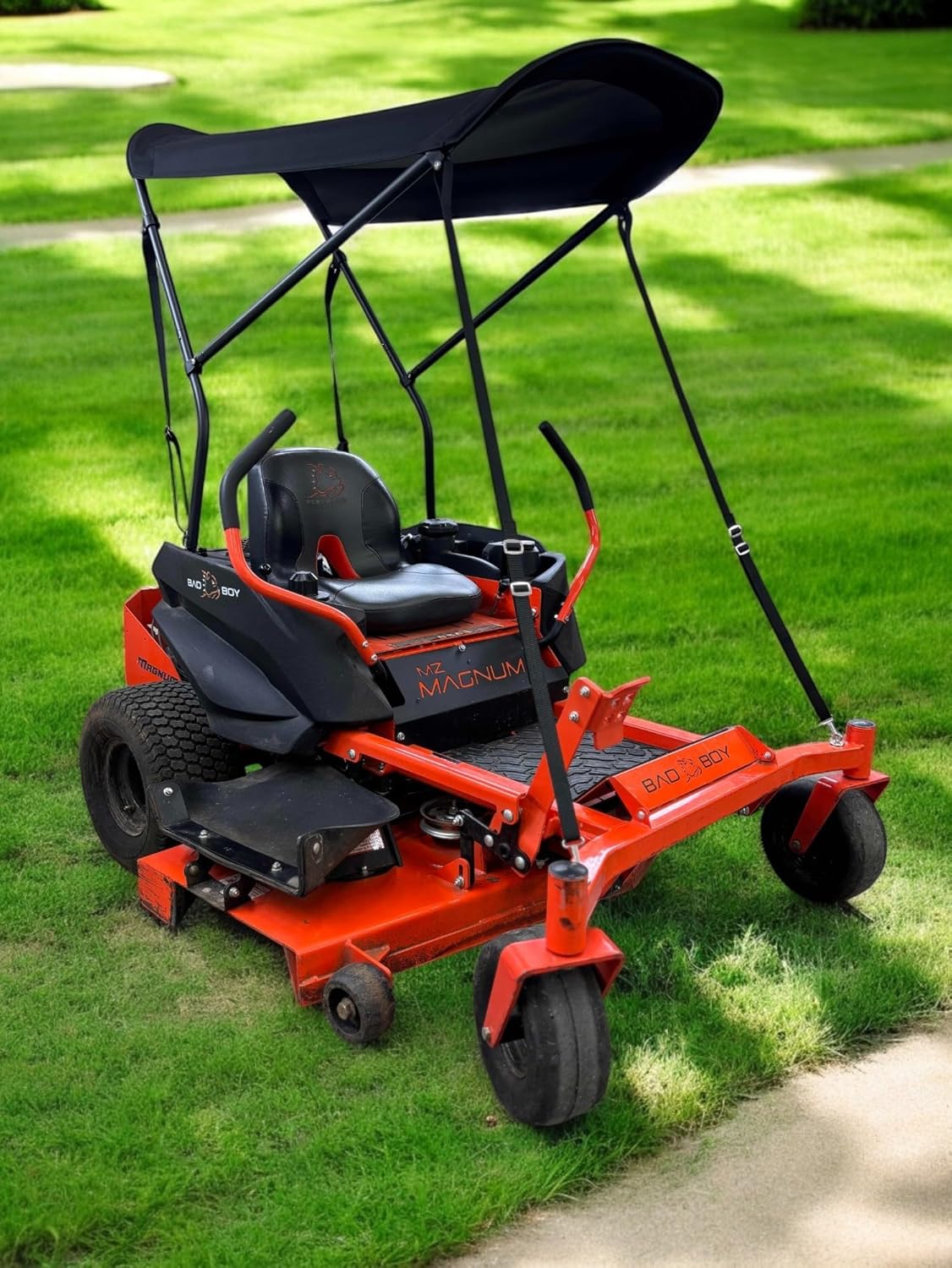 Sun Shade Canopy for Bad Boy MZ Magnum MZ Rambler ZT Avenger Zero Turn Mowers with All Decks, Including 42, 48, 54, 60” Decks, Hardened Powder Coated Aluminum Frame, 50+UPF Canvas, Patent Pending