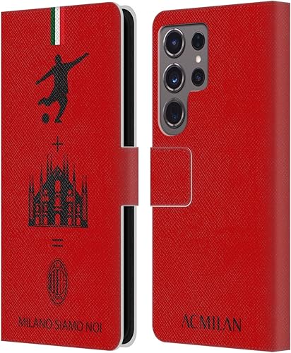 Vista 281 de Head Case Designs Funda de cuero con licencia oficial de AC Milan con diseño de camuflaje digital, compatible con Samsung Galaxy S22 Ultra 5G