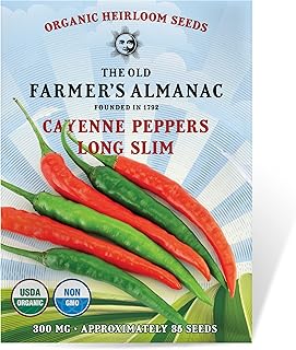 Sponsored Ad - The Old Farmer's Almanac Organic Cayenne Pepper Seeds (Long Slim) - Approx 35 Seeds - Non-GMO, Open Pollina...