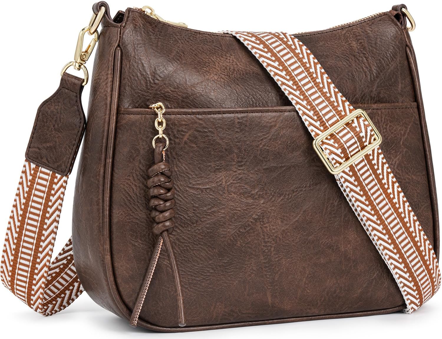 Peacocktion Crossbody Purses for Women Trendy Designer Vegan Leather Hobo Bags with Wide Shoulder Strap