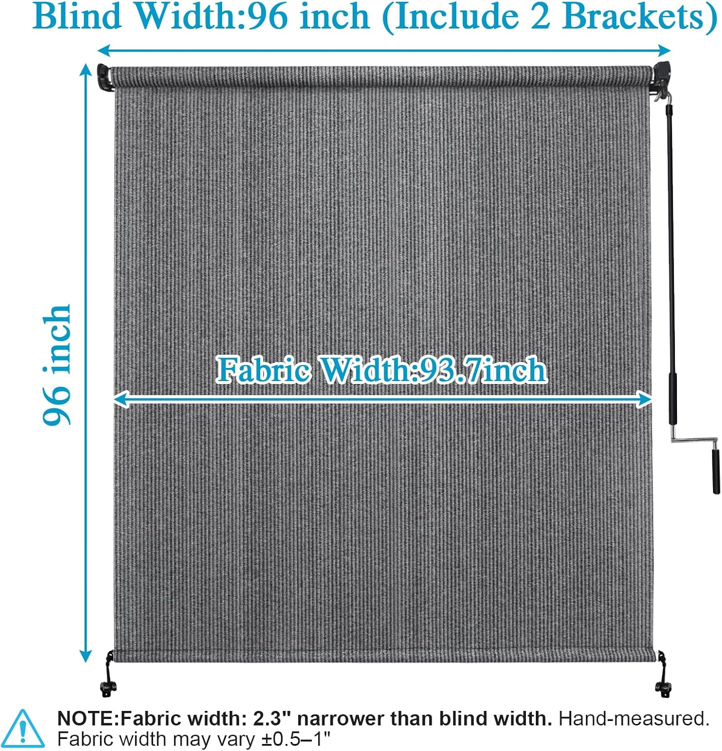 Amagenix Outdoor Roller Shade 8'(W) X 8'(H), Exterior Cordless Patio Shades Roll Up Outdoor Blinds with 90% UV Protection, Two-Section Poles with One-Piece Fabric, Grey - Image 5