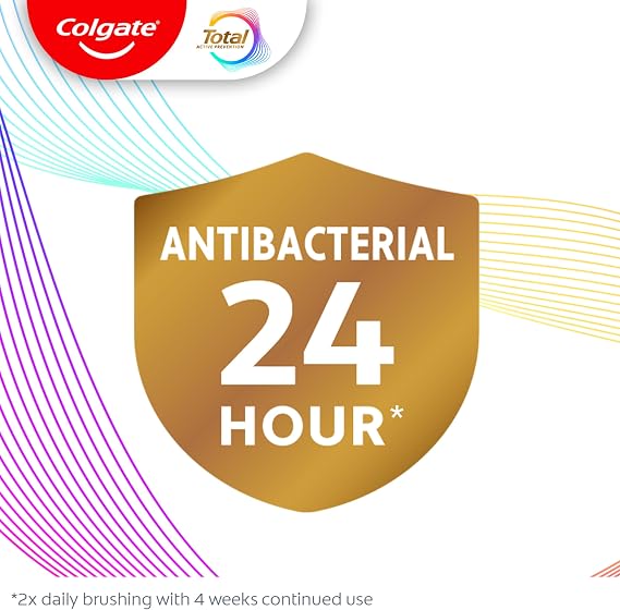 Colgate Total Active Prevention معجون أسنان عميق نظيف، معجون أسنان مضاد للفلورايد، تركيبة فلورايد مثبتة سريريًا تساعد في مكافحة بكتيريا البلاك، النعناع، 3 عبوات، 5.1 أونصة