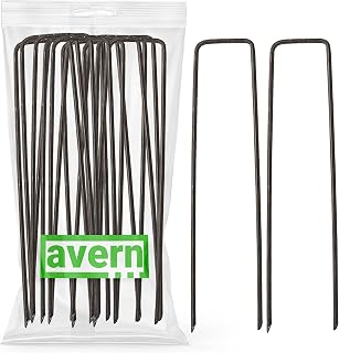Avern 100 pack of 6 inch Garden Securing Peg for weed fabric, netting, fleece, groundsheets, landscape fabrics, polythene sheeting, chicken wire, membrane (100, 6"/150mm, Steel)