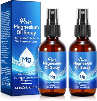 Pure Magnesium Oil Spray,100% Pure & Natural Organic Magnesium Oil Spray, Easy to Use4 Fl.Oz Set