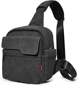 Cwatcun Small Camera Bag Shoulder Camera Bag for Photographer Canvas Water Resistant DSLR Sling Bag Compatible with Nikon Sony Lightweigth(Small,Black)