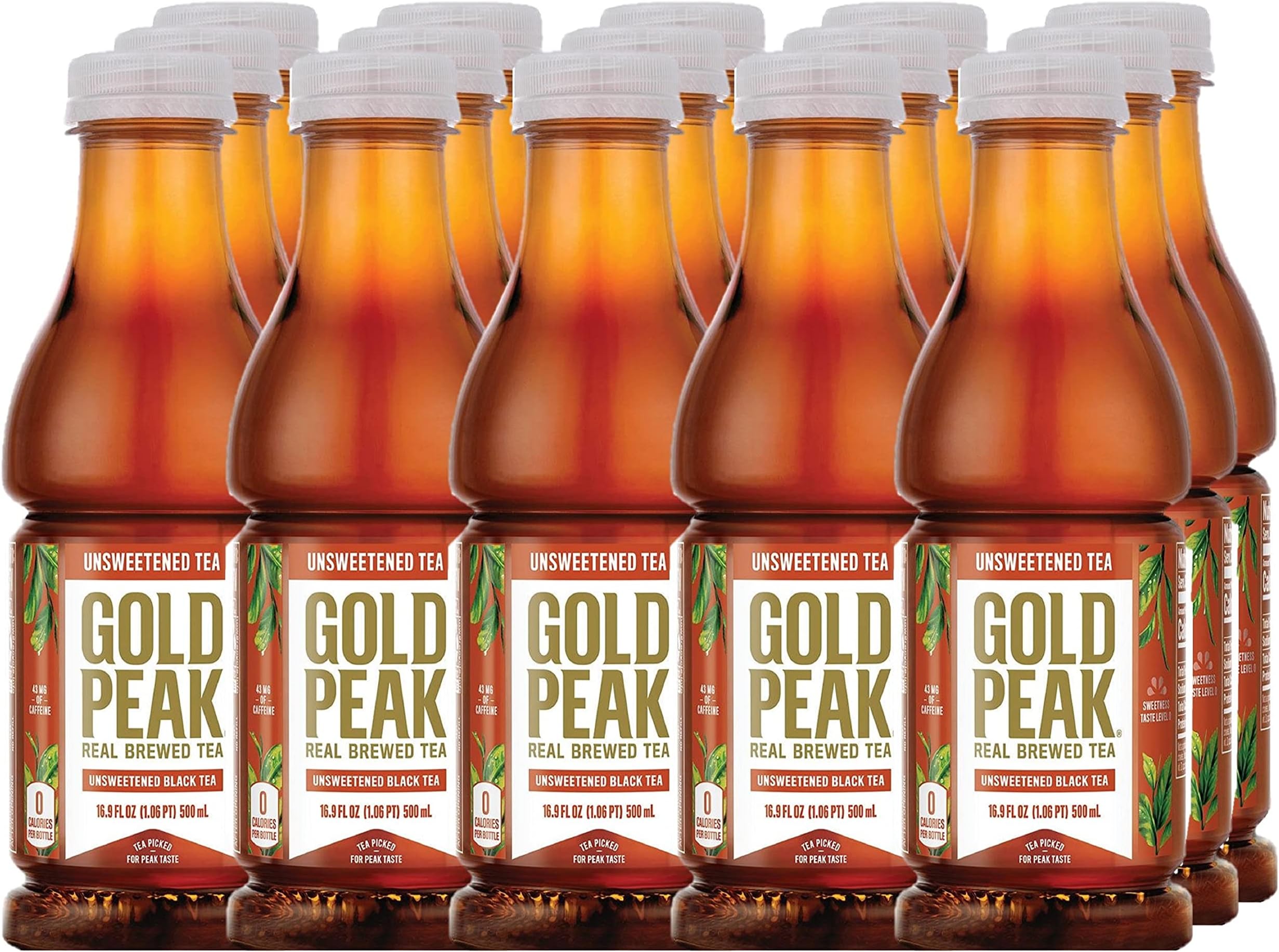 Gold Peak Unsweet Tea 16.9oz, 15 Pack Bottles, Black Tea