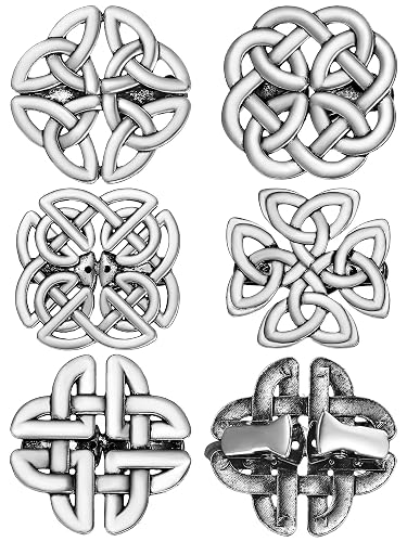 Sasylvia 5 Pcs Silver Cinch Clip Vintage Celtic Waist Cincher Clips Dress Clasp Shirt Clips Scarves Ring Retro Cardigan Sweater Cardigan Cloak Shawl Pin Tightening Brooch Gift for Women Girls Clothes