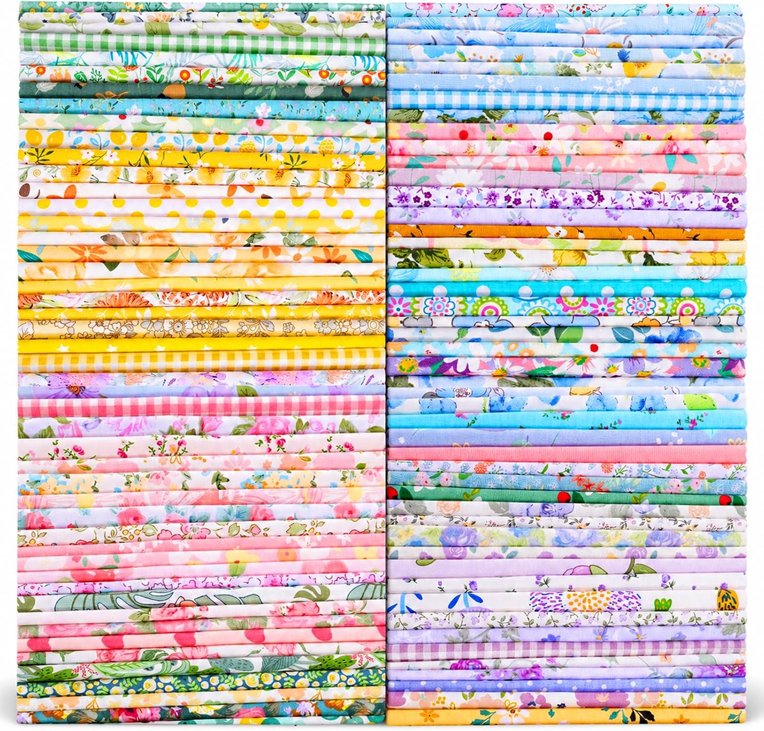 100 Pcs 10 x 10 Inch Cotton Fabric Squares for Quilting Sewing
