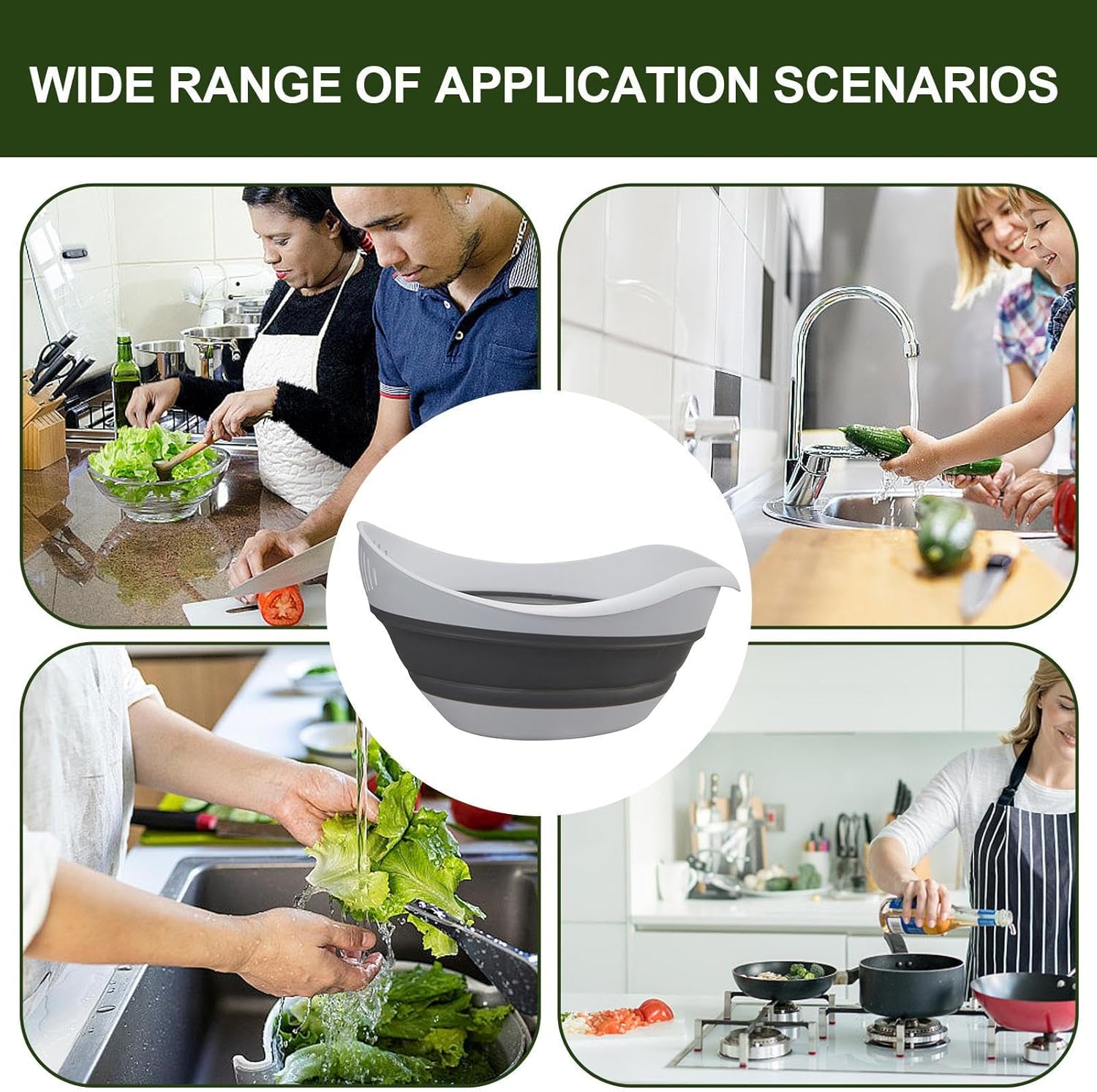 Kitchen Strainer, Foldable Storage Container, Large Size Vegetable Washing Basket Lightweight Travel, Sturdy and Lightweight Material Design, Kitchen Accessory Fruit Pasta