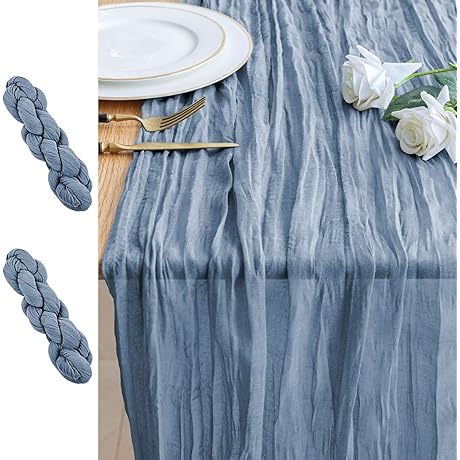 2PCS Table Runner Cheesecloth 10FT Dusty Blue: Embracing Boho Charm and Rustic Elegance