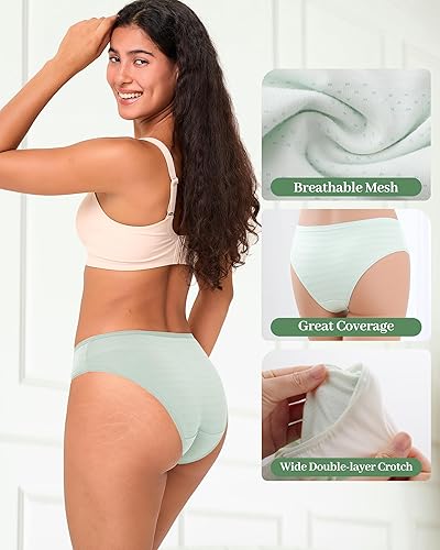 Miniatura 6 de BAMBOO COOL Ropa interior transpirable de malla de bambú para mujer, bragas de absorción de humedad, suaves y ligeras