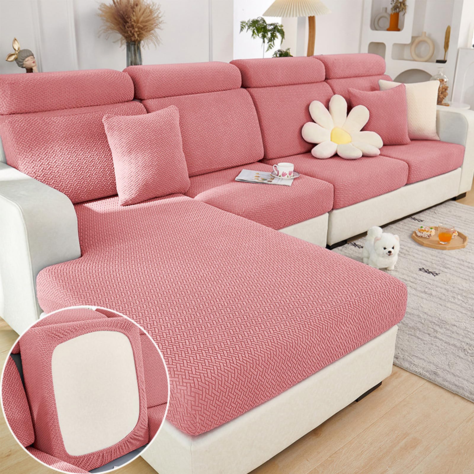 Magic Sofa Covers Magic Sofa Couch Covers 2023 New Wear-Resistant Universal Sofa Cover Stretch for Sectional Slipcovers (Texture-Pink,Extra Large Single Seat Cover)