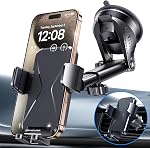Car Phone Holder [Upgrade Suction Cup & Stable Clip] Phone Mount for Car Windshield Dashboard Air Vent Universal Automotive Accessories Cell Phone Holder Fit for Most iPhone Android Smartphone