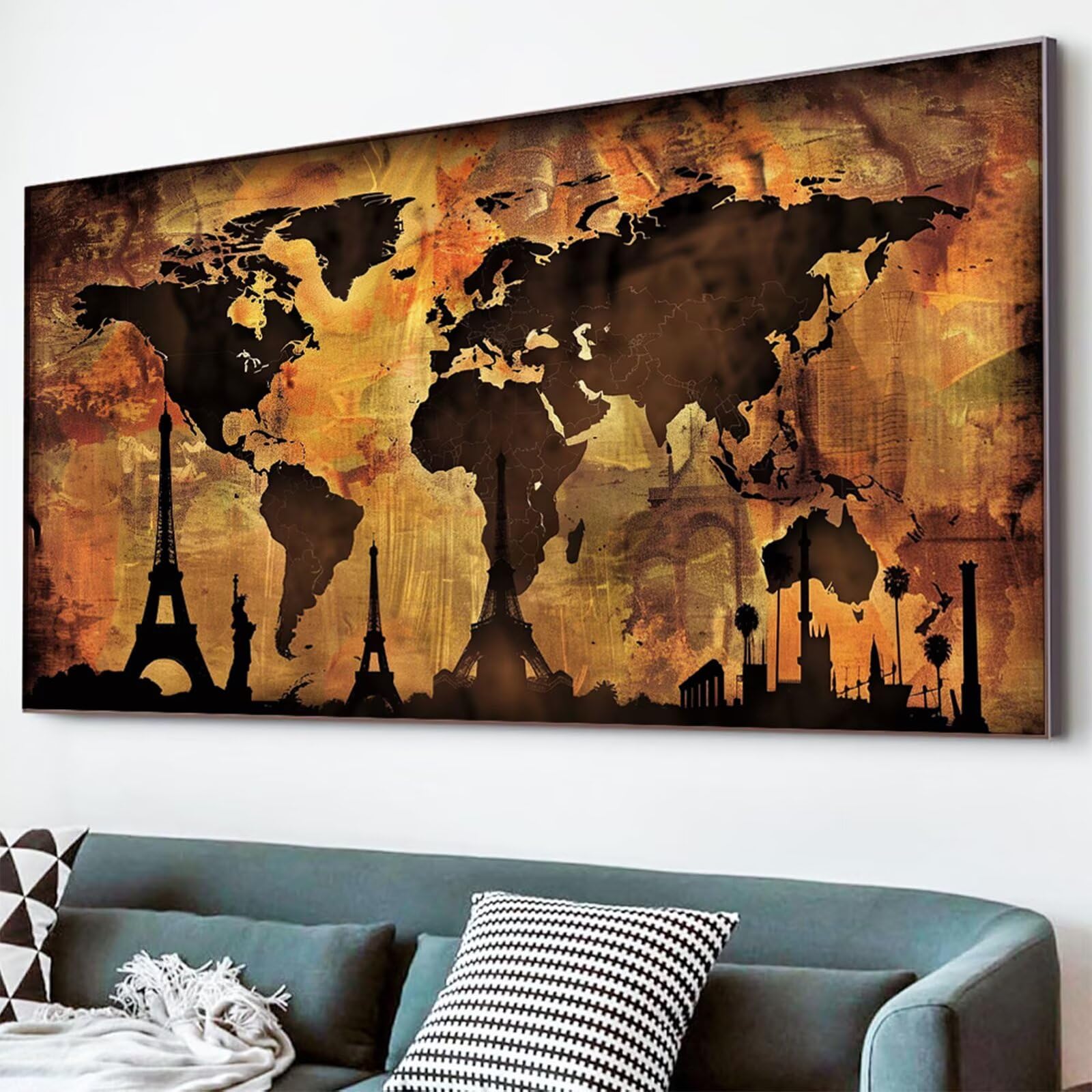 Diamond Painting Weltkarte Diamond Painting Erwachsene Leuchtturm Bastelset Kinder ab 6 Jahre Mosaikherstellung Kreatives Geschenke für Mädchen Anfänger, Kreuzstich Craft Zimmer Deko 70x140cm Y5-891