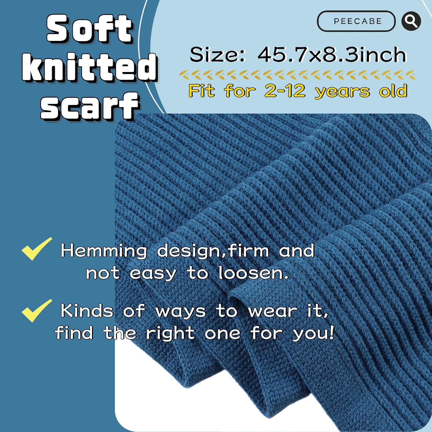 Peecabe Kids Scarf Soft Warm Knit Neck Warmer Winter Classic Scarf for Boys Girls - Image 6