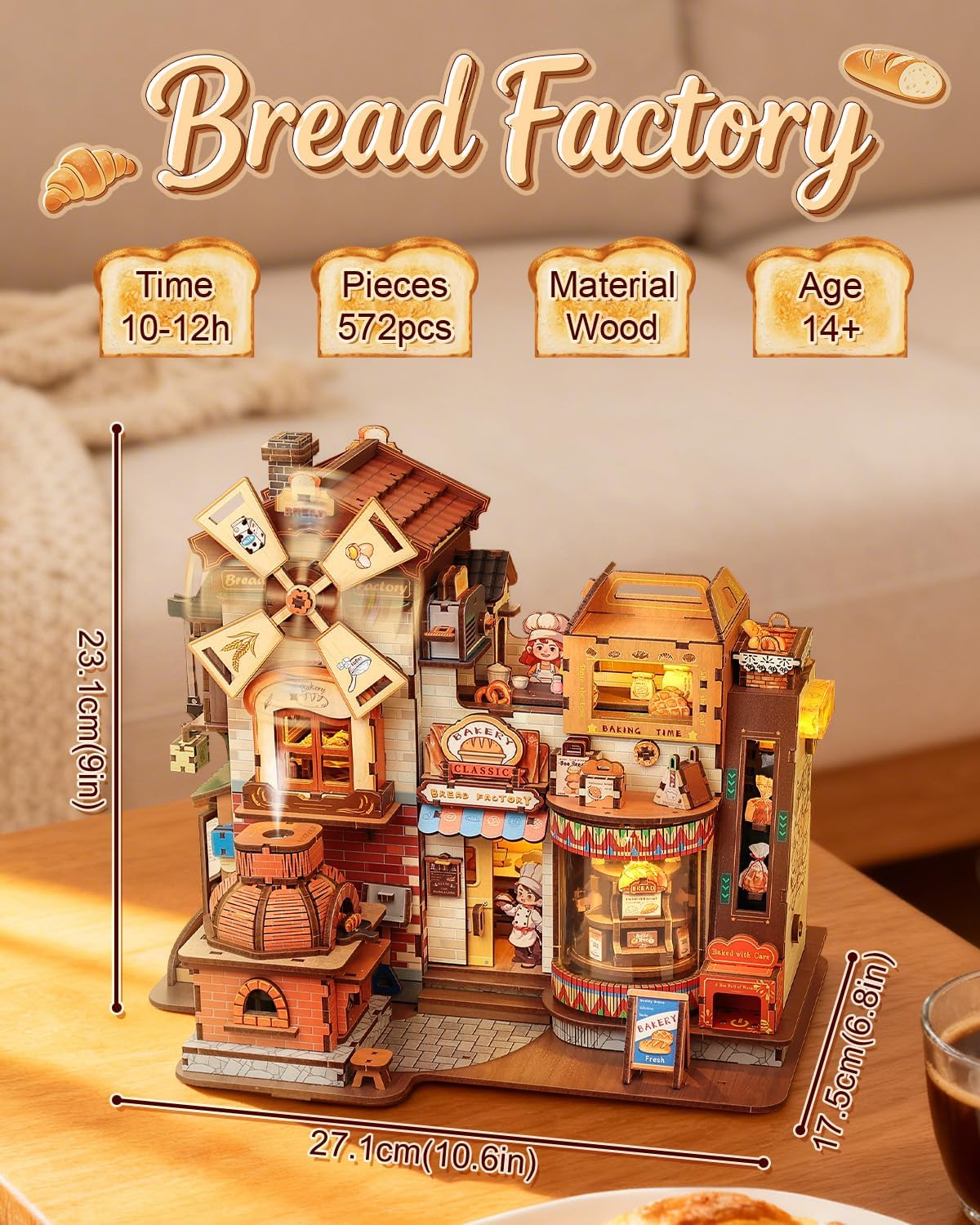CUTEBEE Bread Factory model with dimensions and key features