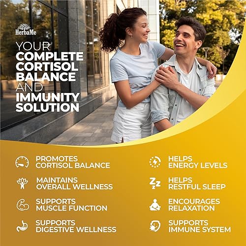 Miniatura 4 de Suplemento de equilibrio de cortisol y apoyo inmunológico con Ashwagandha, musgo marino irlandés, semillas negras, vitamina D y complejo de magnesio