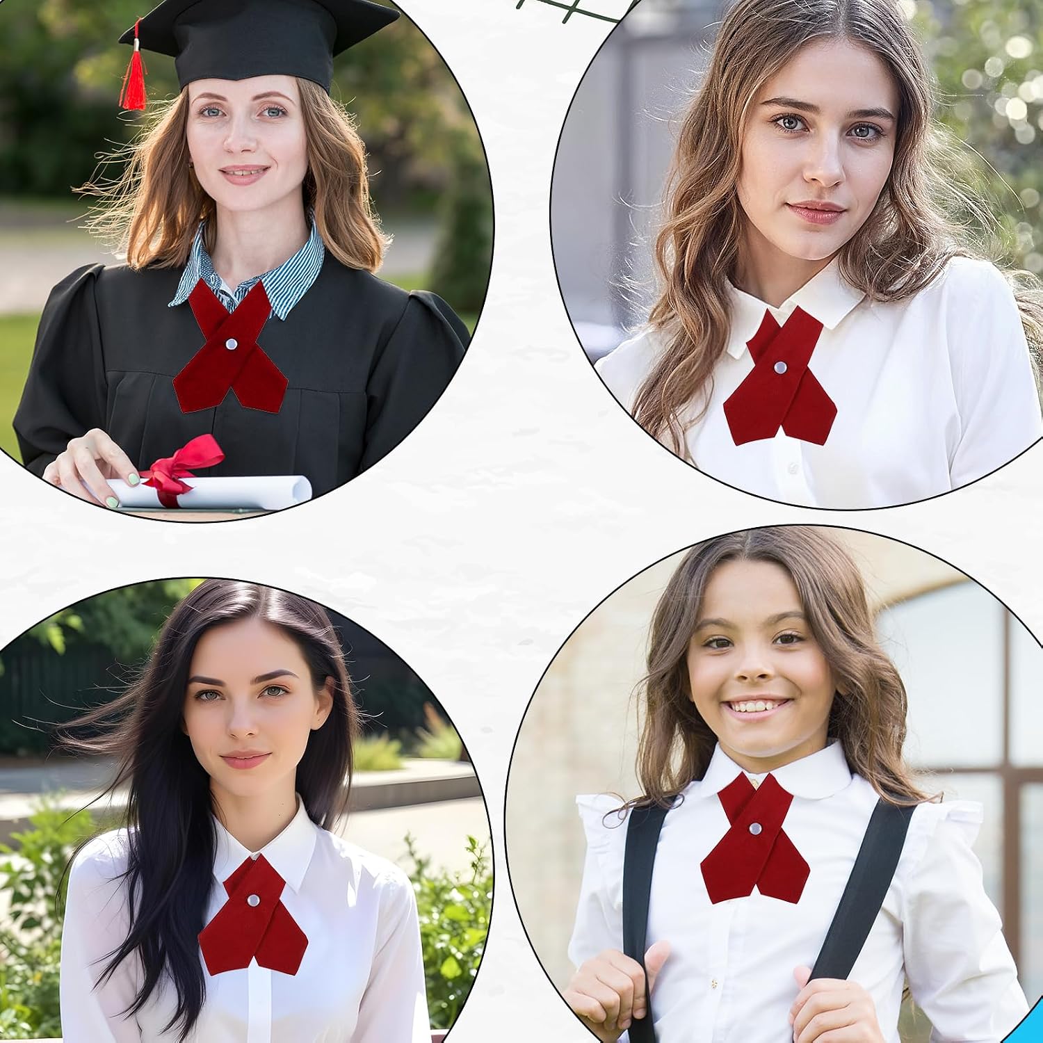 CIATBYYJ French Uniform Girls Tie, Adjustable Neck Tie, Cross Tie for Girl Boy School Uniform