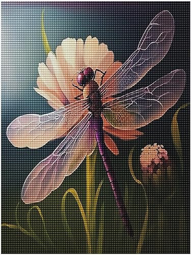 Treff Kit de pintura de diamantes de libélula, pintura de flores de libélula, pintura de diamante completo para adultos y niños, palabras