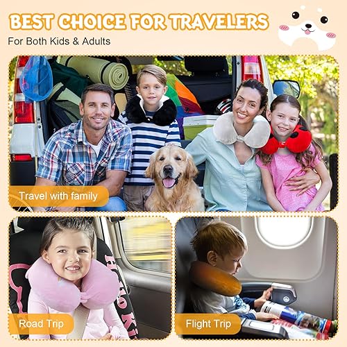 Vista 31 de Almohada de viaje para niños y adultos, bonita almohada para el cuello para viajar, almohada de espuma viscoelástica para avión, almohada para Azul