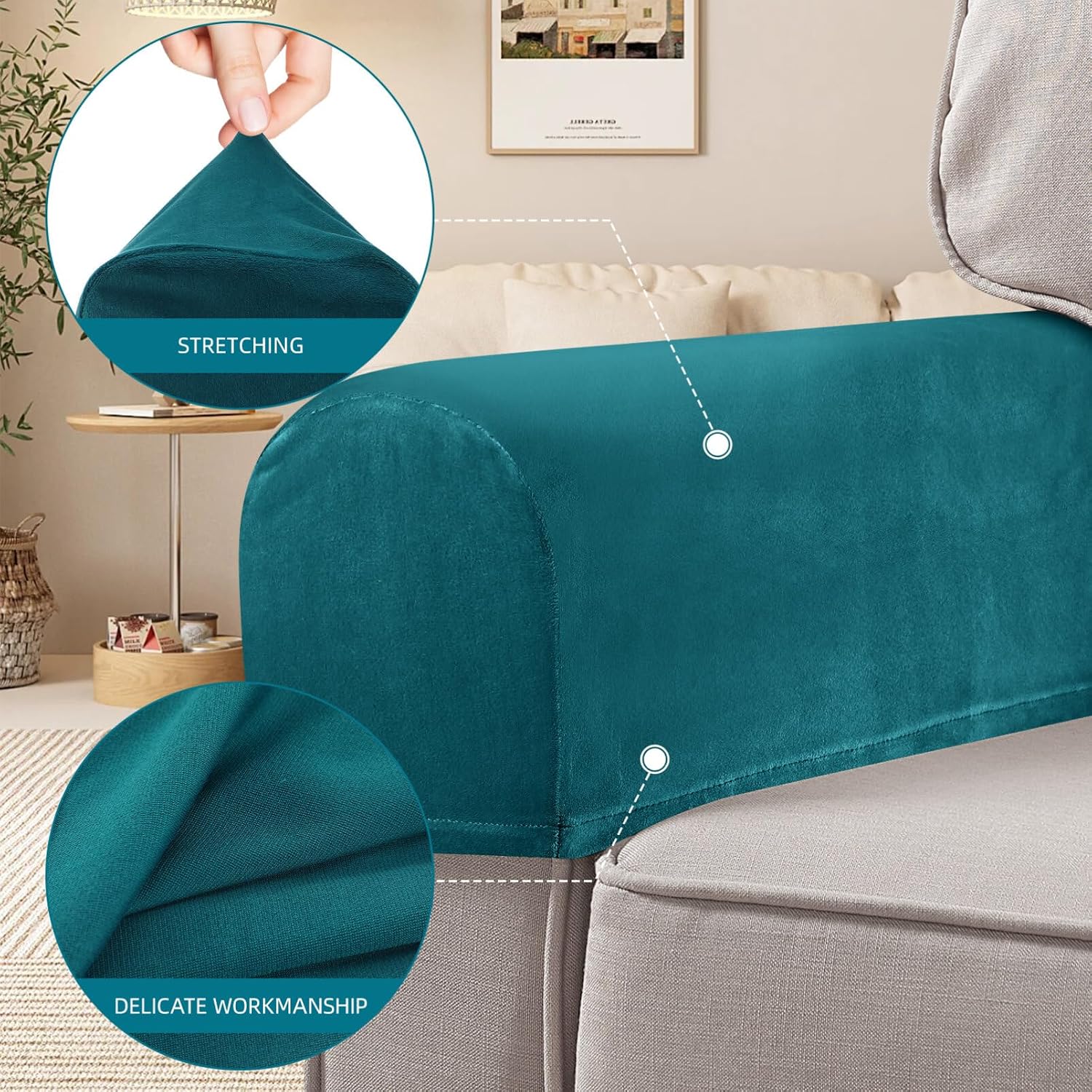 BESPORTBLE Sofa Gloves 2Pcs Armrest Covers for Sofa Couch and Armchair - Fitted Protection for Home and Office