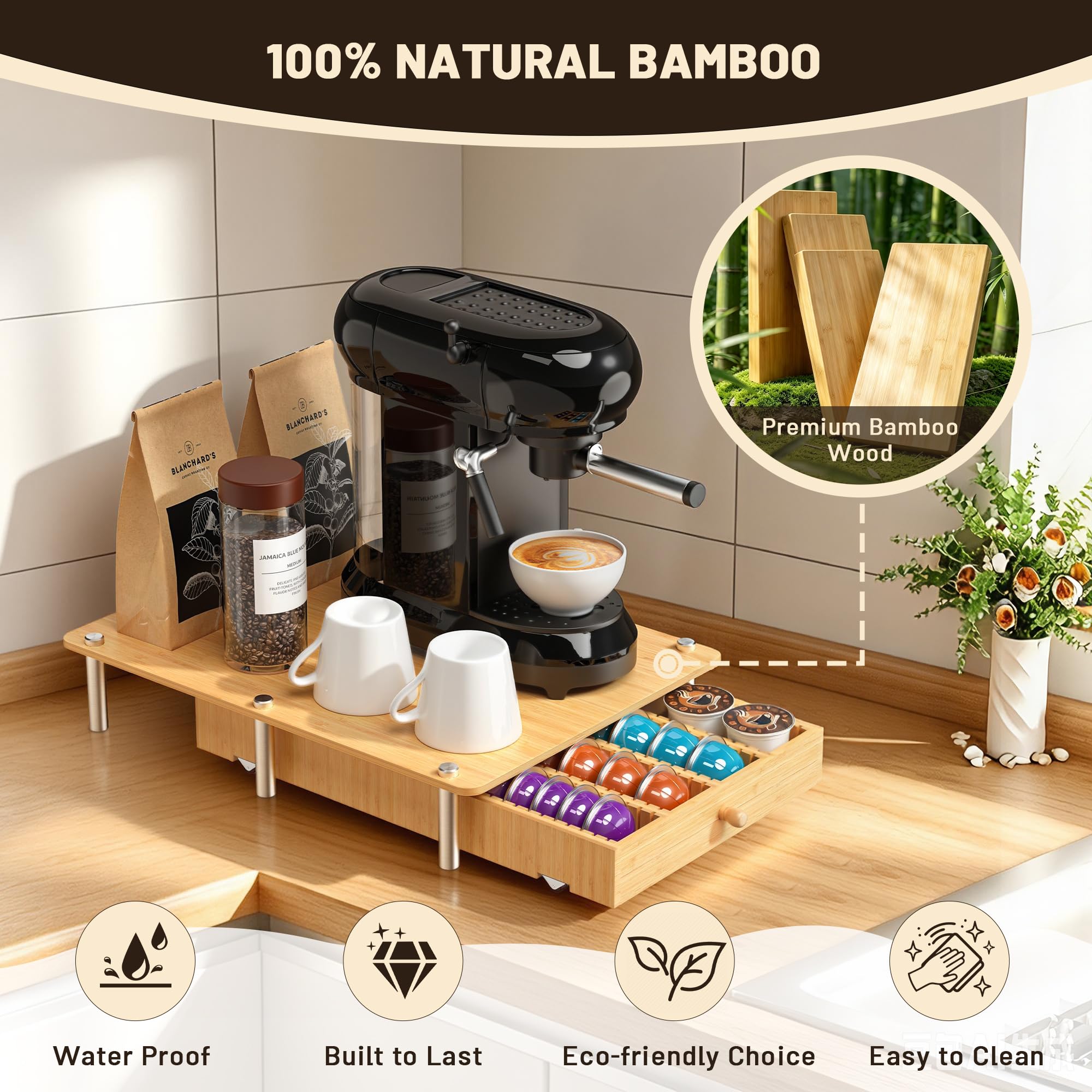 Cajón para cápsulas de café compatible con cápsulas Nespresso Vertuo, soporte para tazas K