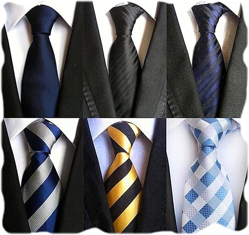 Vista 108 de WeiShang Lote de 6 corbatas clásicas de seda para hombre, corbatas tejidas jacquard