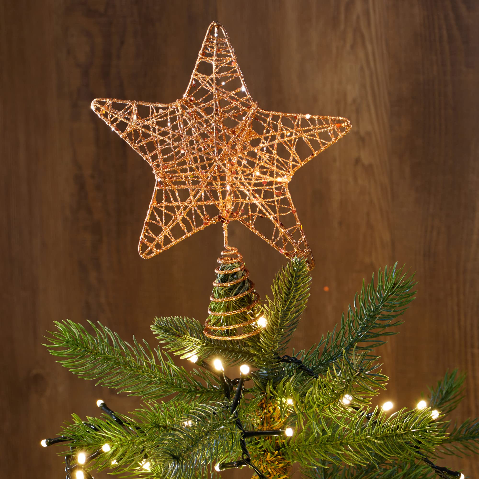 Stella Glitterata Com-four® Per Albero Di Natale - Puntale Argento Con Glitter - Decorazione Natalizia - Foto 2
