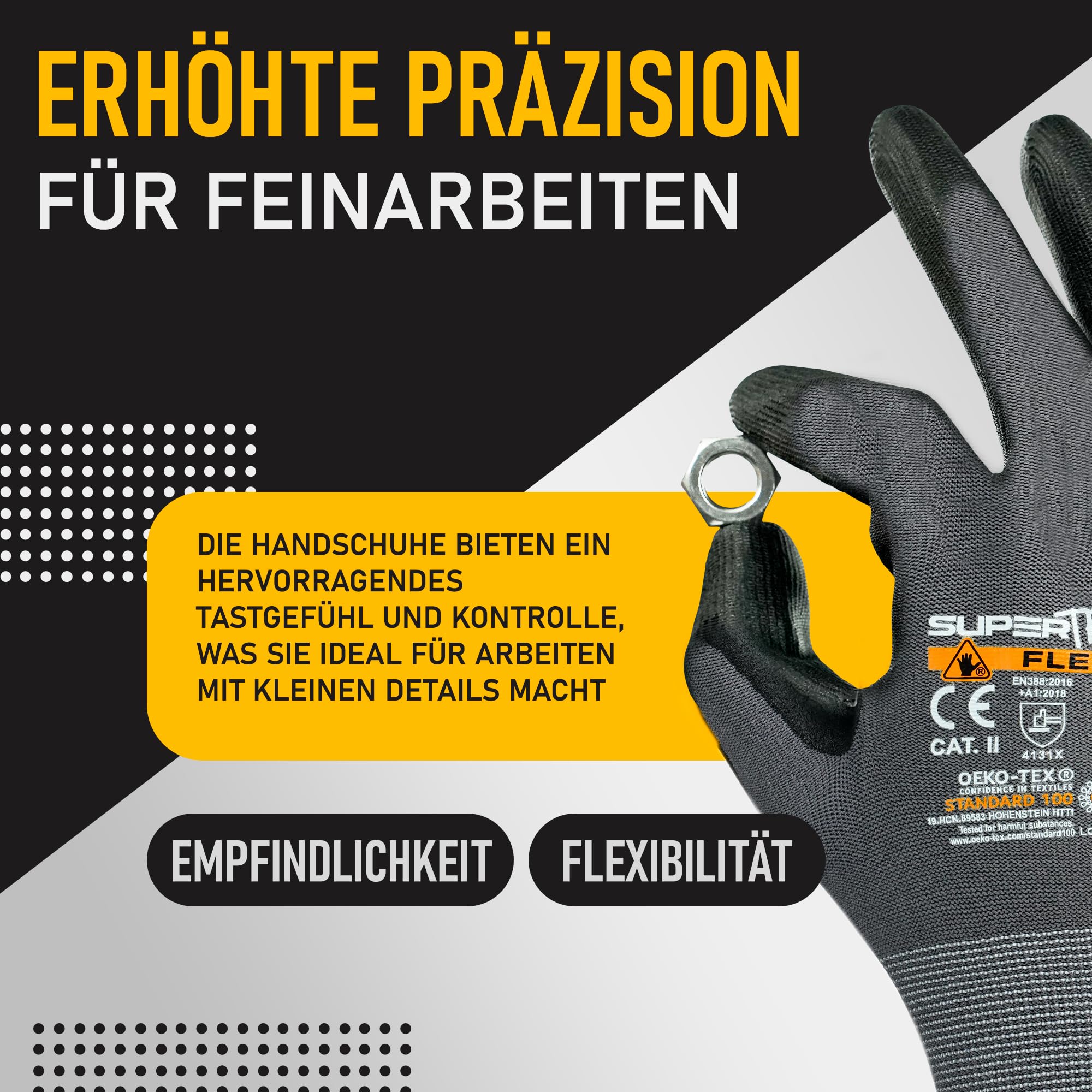 60 Paare Arbeitshandschuhe Herren Größe 8-M | Arbeitshandschuhe mit Rutschfeste Nitril, Beschichtung , Robust und Abriebfest Handschuhe Arbeitshandschuhe